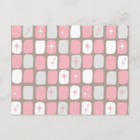 Retro Pink Starbursts Postcard
