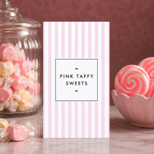 Retro Pink Stripes Candy Shop Business Card