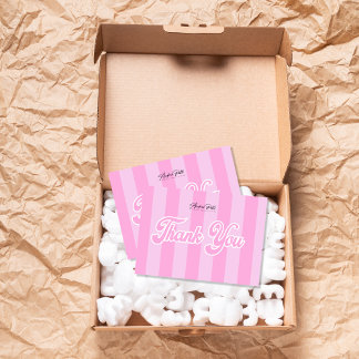 Retro Pink Stripes Thank You Card