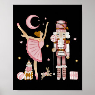 Retro Pink Sugar Plum Fairy Nutcracker Christmas C Poster