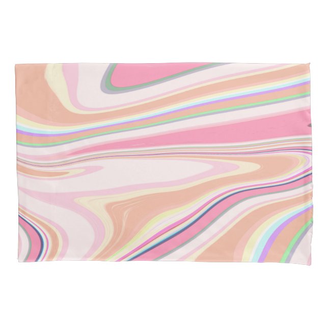 Retro Pink Swirl Liquid Painting Aesthetic Design Pillowcase (Front)