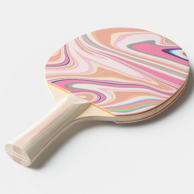 Retro Pink Swirl Liquid Painting Aesthetic Design Ping Pong Paddle (Front Angle)