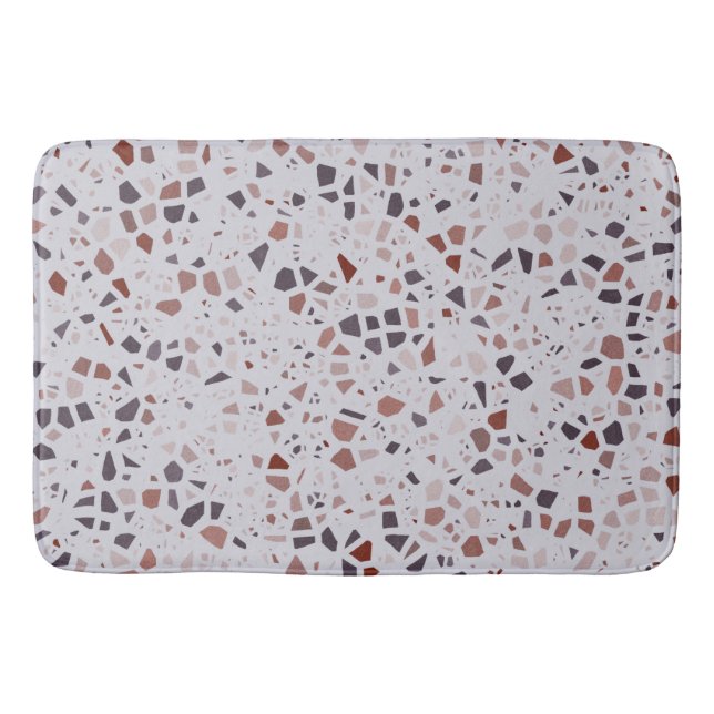 Retro Pink Terrazzo Marble Pattern Bath Mat (Front)