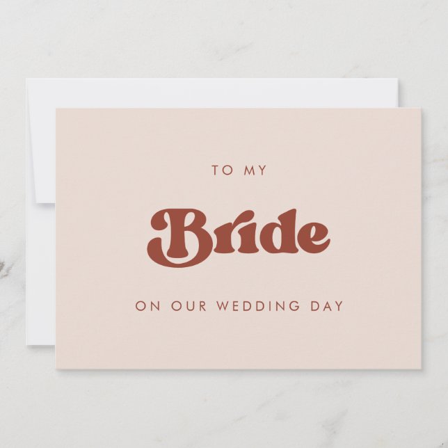 Retro Pink To my Bride on our wedding day card (Front)
