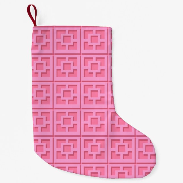 Retro Pink Trellis Christmas Stocking (Front)