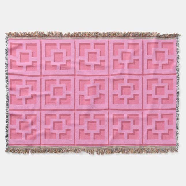 Retro Pink Trellis Throw Blanket (Front)