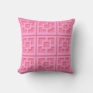 Retro Pink Trellis Throw Pillow
