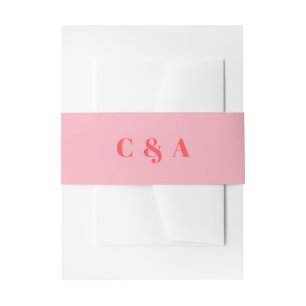 Retro Pink Trendy Black and White Invitation Belly Band