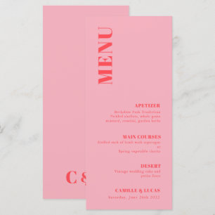 Retro Pink Trendy Wedding Menu