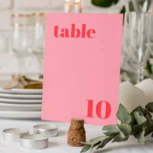 Retro Pink Trendy Wedding Table Number