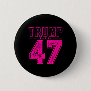 Retro Pink Trump 47 President Usa Flag For Trump 2 Inch Round Button