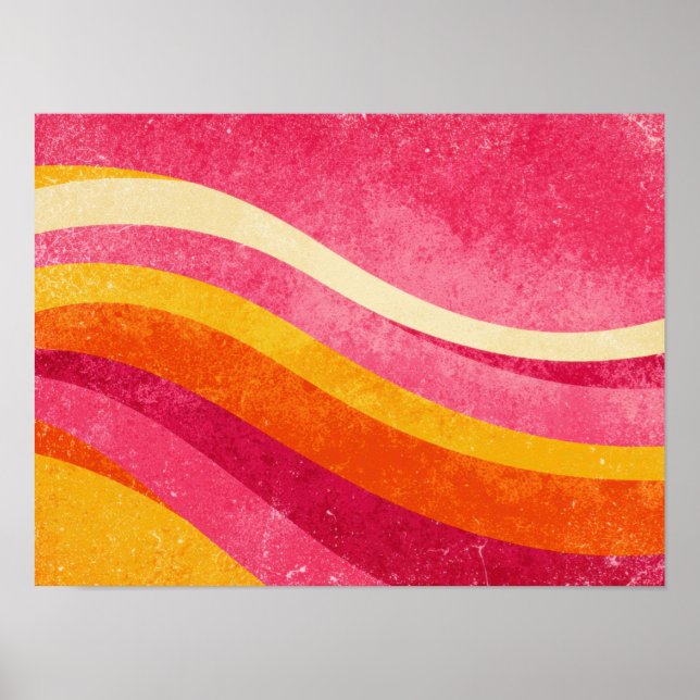 Retro Pink Waves – Vintage Wavy Background Poster (Front)