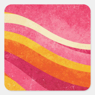 Retro Pink Waves – Vintage Wavy Background Square Sticker