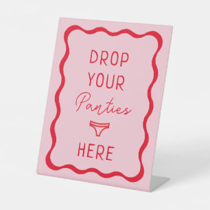 Retro Pink Wavy Drop Your Panties Here Game Sign
