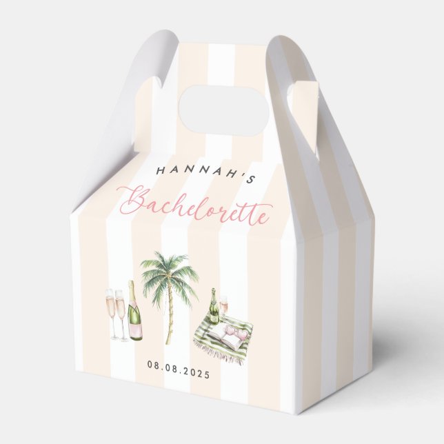 Retro Pink Wine Country Bachelorette Weekend Favor Box (Front Side)