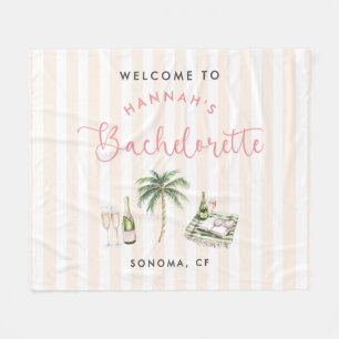 Retro Pink Wine Country Bachelorette Weekend Fleece Blanket