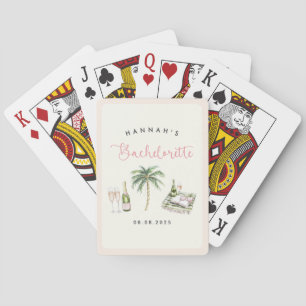 Retro Pink Wine Country Bachelorette Weekend Playing Cards