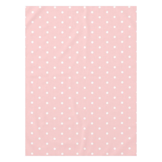 Retro Pink With White Polka Dots Tablecloth (Front)