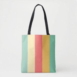 Retro Pink Yellow Green Blue Stripes Tote Bag