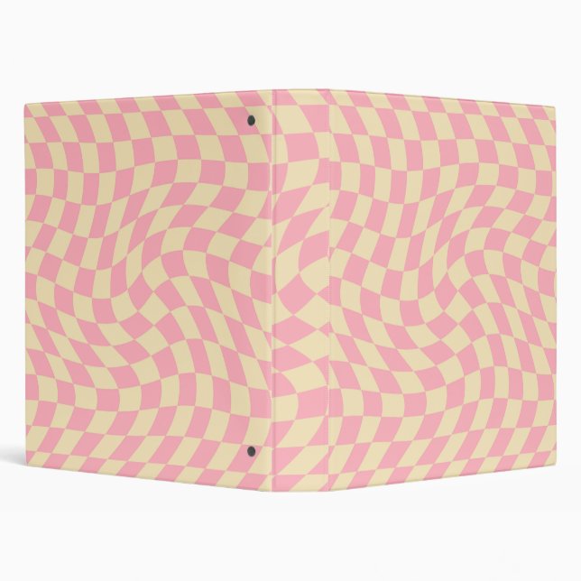 Retro Pink Yellow Pastel Warped Chequerboard   Binder (Background)