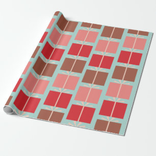 Retro Pinks and Green Christmas Presents Wrapping Paper