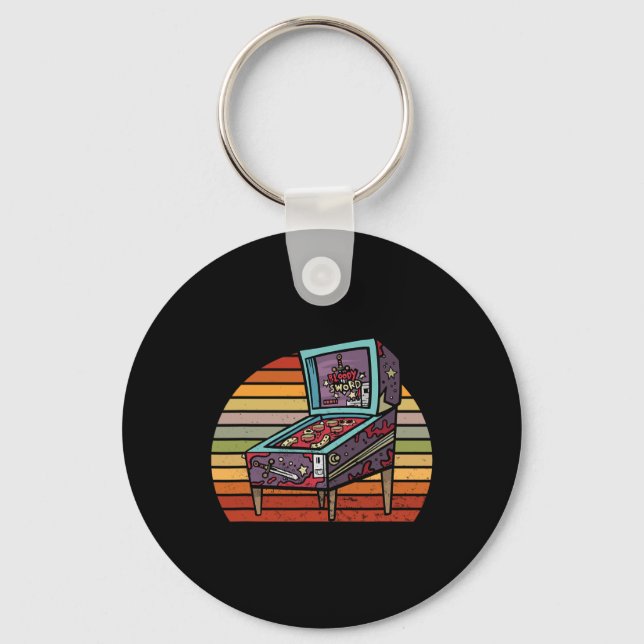 Retro Pinll Arcade Machine Pinll Wizard Pinll Wiza Keychain (Front)