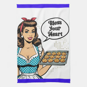 Retro Pinup_ Bless Your Heart Kitchen Towel