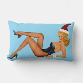 RETRO PINUP GIRL CHRISTMAS LUMBAR PILLOW