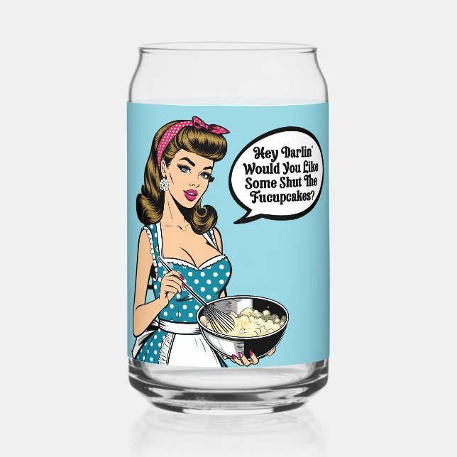 Retro Pinup_ Hey Darlin Can Glass (Front)