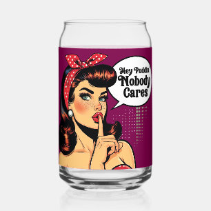 Retro Pinup_ Hey Pudding Can Glass
