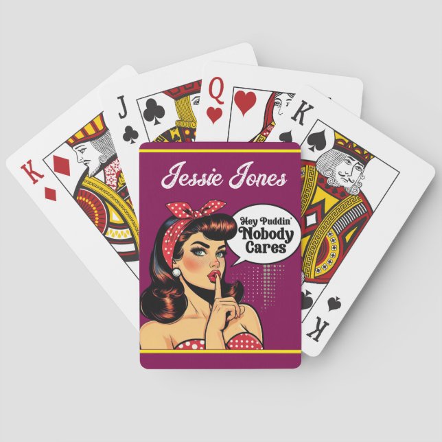 Retro Pinup_ Hey Pudding Playing Cards (Back)