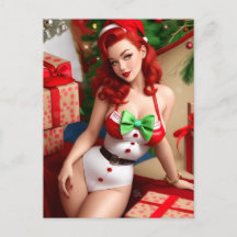 Retro Pinup Holiday Postcard