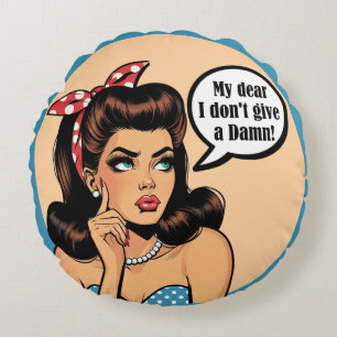 Retro Pinup_ My Dear Round Pillow