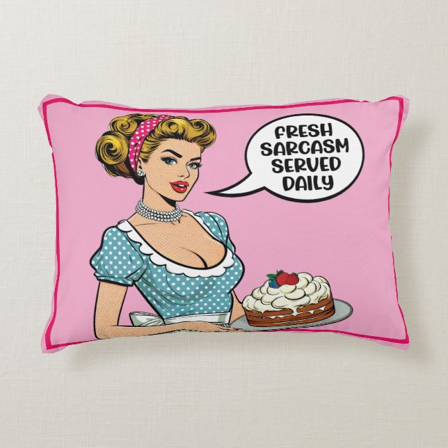 Retro Pinup_ Served Daily Accent Pillow (Front)