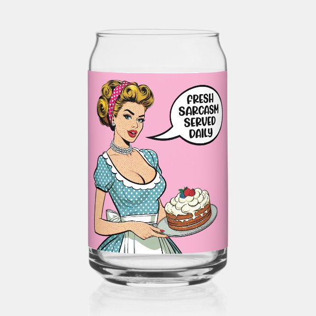 Retro Pinup_ Served Daily Can Glass (Front)
