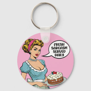Retro Pinup_ Served Daily Keychain