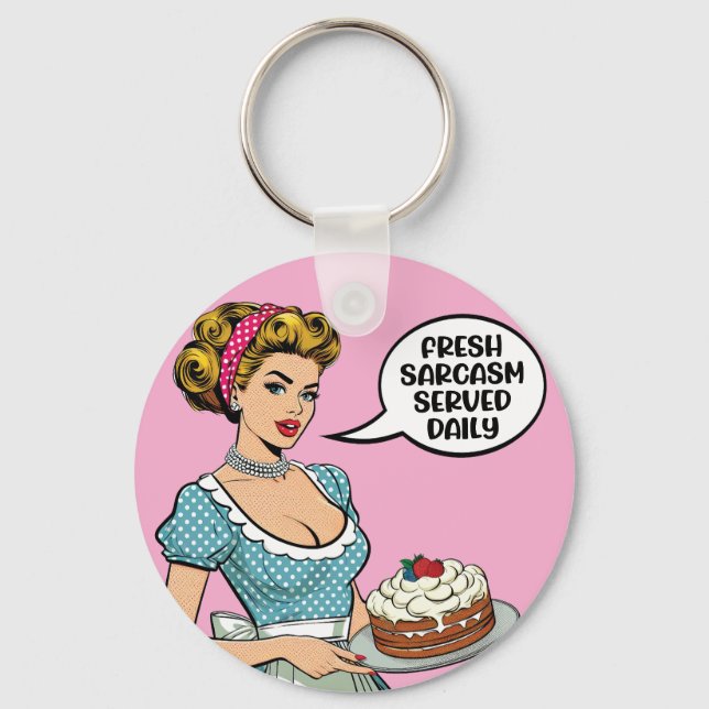 Retro Pinup_ Served Daily Keychain (Back)