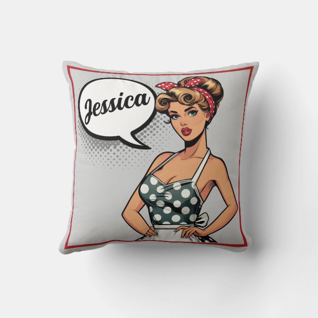 Retro Pinup_ Smart Assy Throw Pillow (Back)