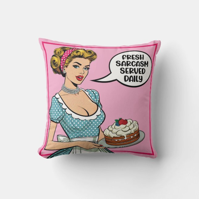 Retro Pinup_ Smart Assy Throw Pillow (Front)