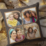 Retro Pinwheel 4 Photo Flower Petal Brown Throw Pillow<br><div class="desc">Stylish photo pillow in brown and tan with retro pinwheel style photo collage. The photo template is set up for you to add 4 of your favourite photos, which are automatically displayed in the flower petal shapes. If you have any problem with picture placement, try cropping your photo to a...</div>