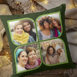 Retro Pinwheel 4 Photo Flower Petal Green Throw Pillow<br><div class="desc">Stylish photo pillow in two tone green with retro pinwheel style photo collage. The photo template is set up for you to add 4 of your favourite photos, which are automatically displayed in the flower petal shapes. If you have any problem with picture placement, try cropping your photo to a...</div>