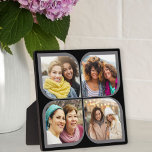 Retro Pinwheel Flower Petal 4 Photo Collage Black Plaque<br><div class="desc">Stylish photo display in black and grey with retro pinwheel style photo collage. The photo template is set up for you to add 4 of your favorite photos, which are automatically displayed in the flower petal shapes. If you have any problem with picture placement, try cropping your photo to a...</div>