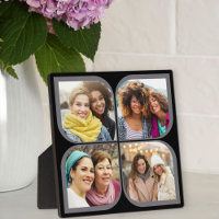 Retro Pinwheel Flower Petal 4 Photo Collage Black