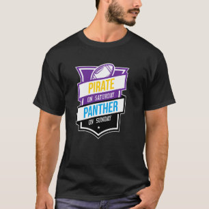 Retro Pirate On Saturday Panther On Sunday Footbal T-Shirt