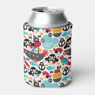 Retro pirates illustration sailing can cooler