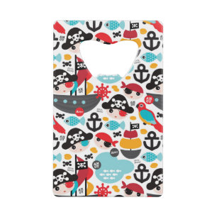 Retro pirates illustration sailing credit card bottle opener
