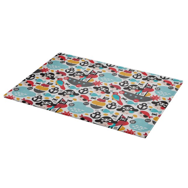 Retro pirates illustration sailing cutting board (Corner)
