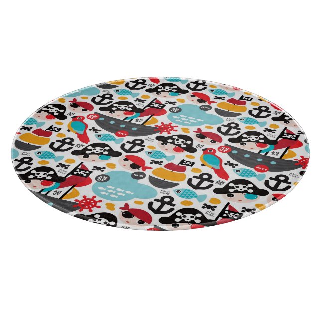 Retro pirates illustration sailing cutting board (Corner)