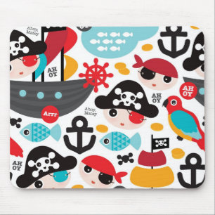 Retro pirates illustration sailing mouse pad