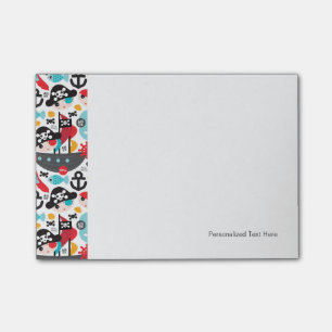 Retro pirates illustration sailing post-it notes
